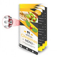 CARDÁPIO PVC ADESIVADO c/ wire-o 16 páginas