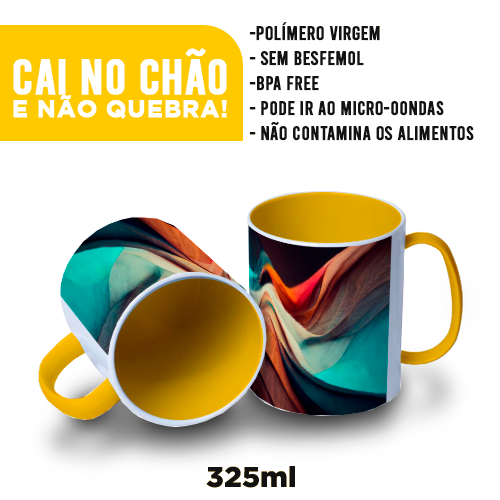 CANECA POLÍMERO PLASTICO INTERIOR COLORIDO